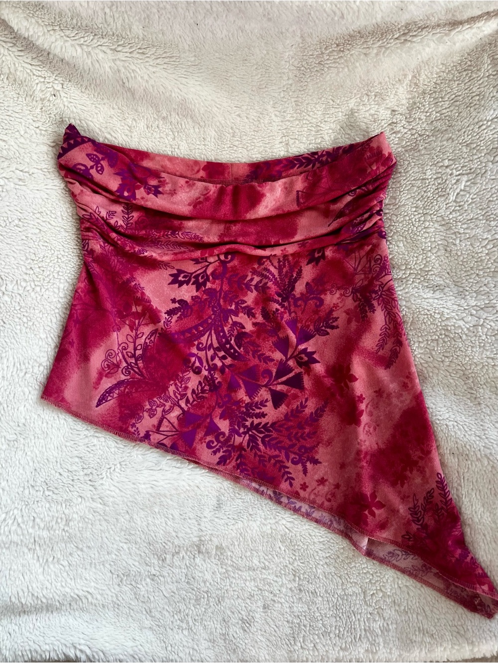 Urban Outfitters Pink & Purple Floral Asymmetrical Tube Top